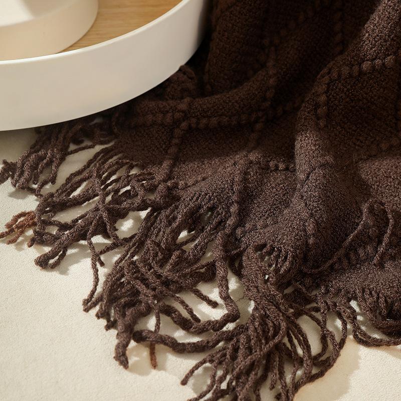 Tassel Summer Thin Throw Blanket Knitted Sofa Cover Blanket Office Air Conditioning Window Blanket Cozy Small Napping Throw Blanket For Home