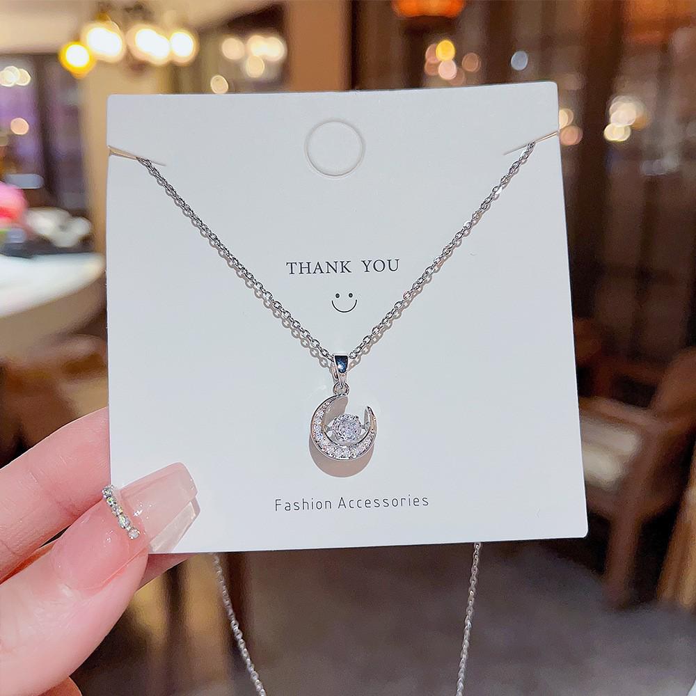 Japanese & Korean Moon Necklace for Women - Ins Style, Unique Design, Inlaid Diamond Choker, Trendy Accessory
