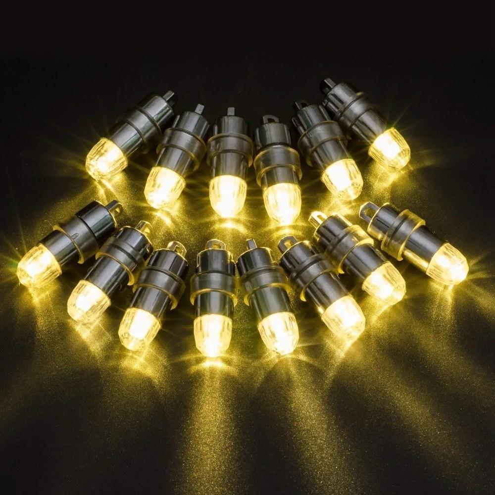 10Pcs Warm White Mini LED Bulb Wedding Party Christmas Decor Battery Operated Waterproof Balloons Light with Hanging Hooks