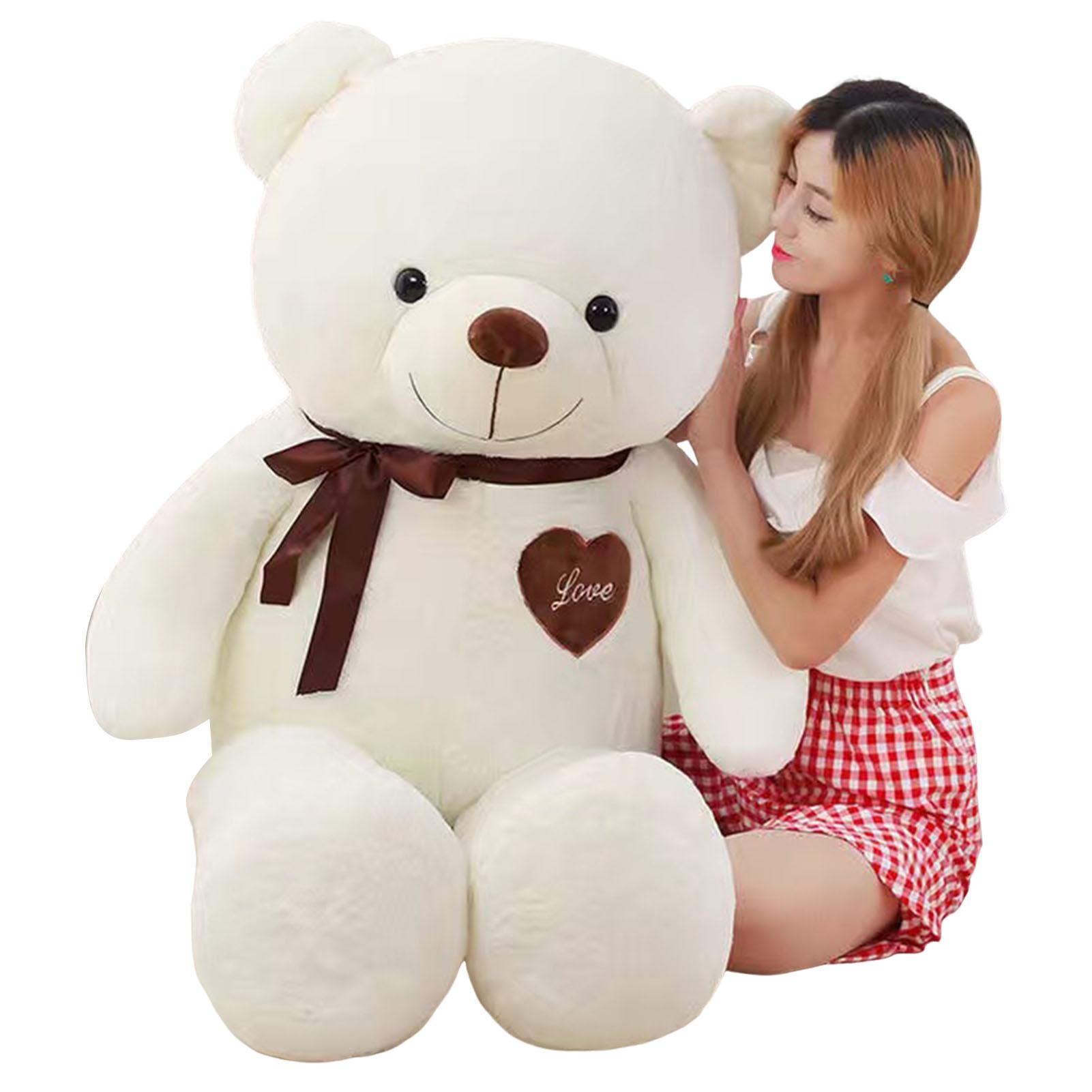 

Large Plush Bear Soft Toys Super Soft Vivid Colors Huggable Companion Toy Gift for Children s Day Thanksgiving 1m білий