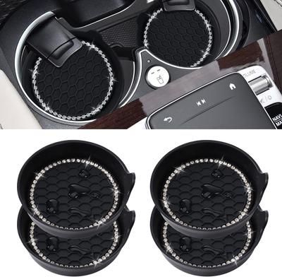 Car Cup Coaster Universal Non-Slip Cup Holders Bling Crystal Rhinestone Car Interior Accessories Car Drink Pad Silent Cup Pad