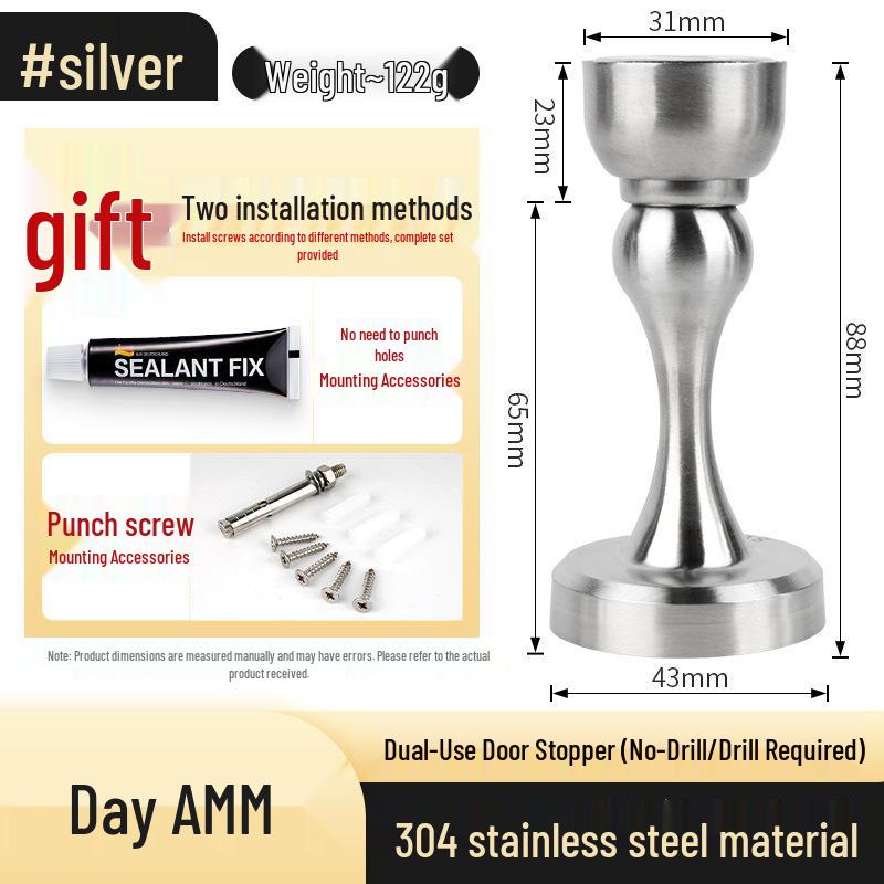 Stainless Steel Magnetic Door Stopper - Punch-Free, Anti-Collision, High-Strength, for Bathroom/Bedroom Doors