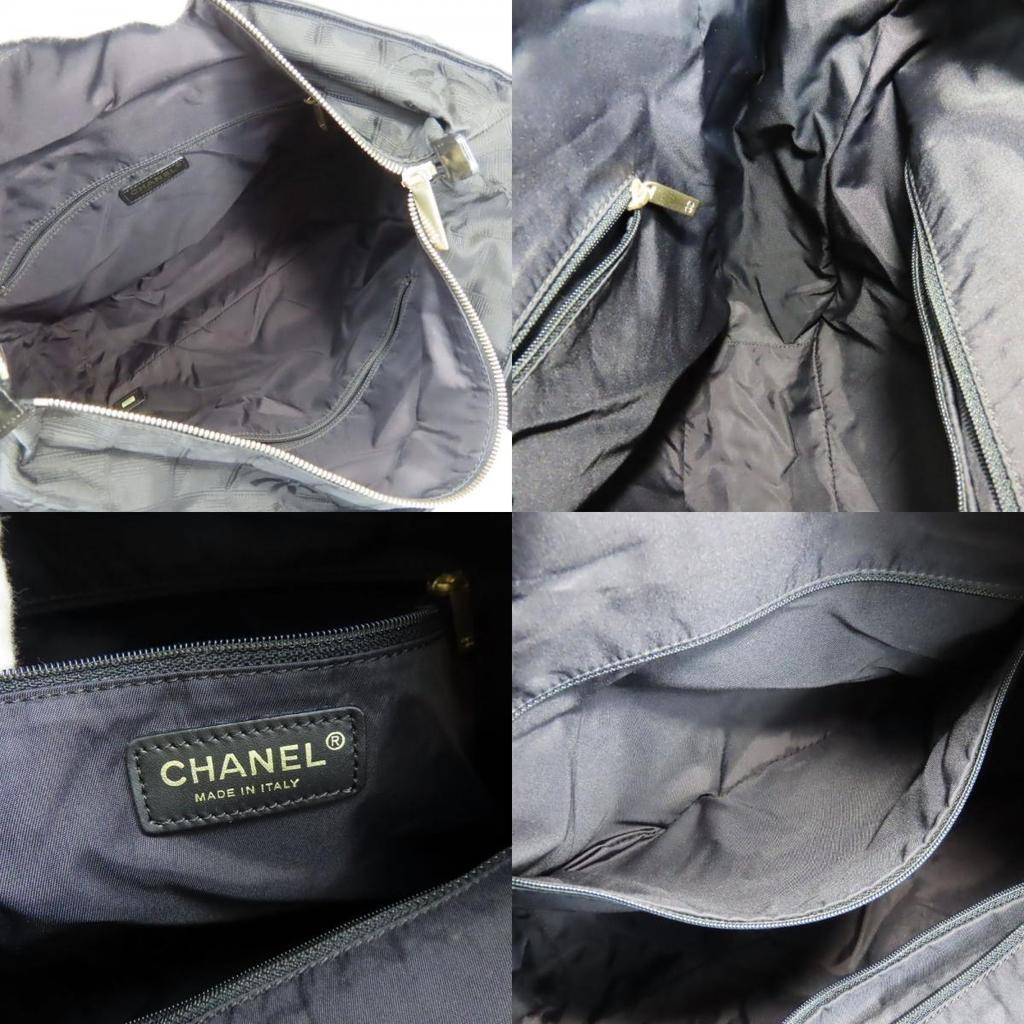 Used CHANEL Tote Bag New travel line COCO Mark Jacquard nylon/leather black 9th