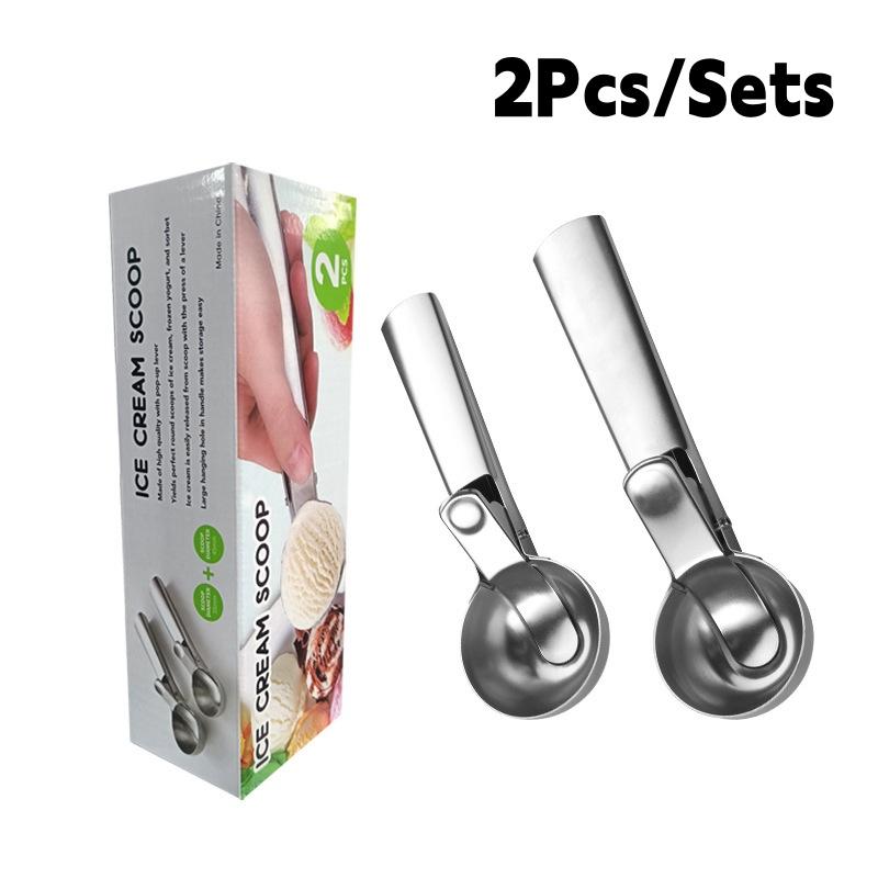 2Pcs Sets 304 Stainless Steel Ice Cream Scoop Ice Cream Scoop Ice Cream Ball Digger Scoop Used for digging ice cream fruit balls