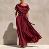 Abito da Donna Casual e alla Moda in Chiffon, Gonna Lunga