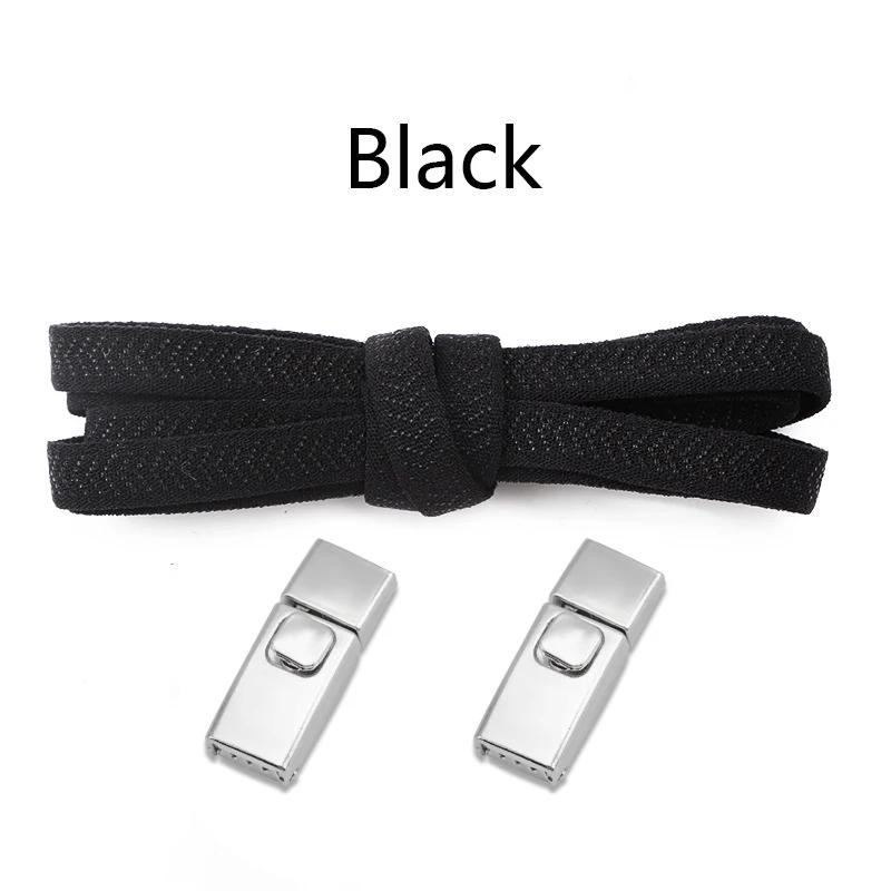 1Pair 8MM Flat Tennis No Tie Shoelace Press Lock Shoelaces Without Ties Elastic Laces Sneakers Adult Kids for Shoes Accessories