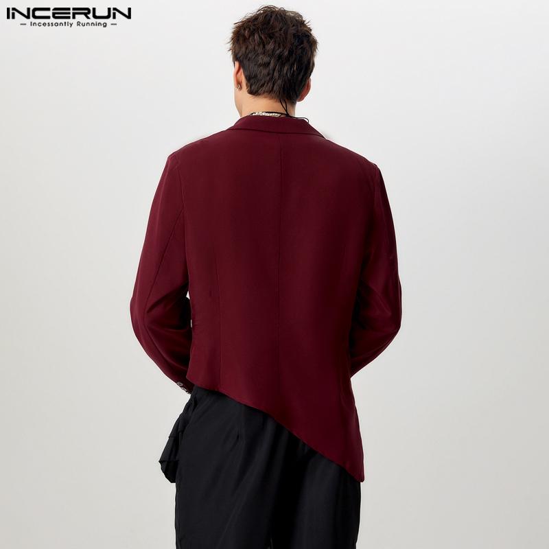 INCERUN Blazer cu mânecă lungă cu un buton pentru bărbați, paltoane neregulate