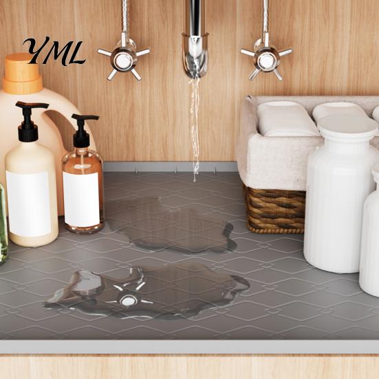 Easy Clean Shelf Liner Silicone under Sink Mat with Raised Edge, Waterproof Leak-Proof Non Heavy Duty Under Slip Cabinet Liner, Oil-proof Washable