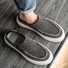 Fashion Men's Niche Fashion Casual Thick Soled Canvas Half Slippers 2025 Autumn Low Top Comfortable Versatile Non Slip Chunky Drag Shoes