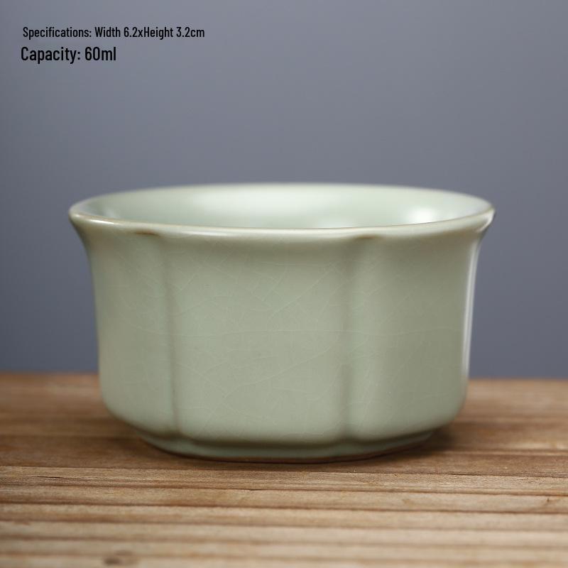 Ru Kiln Master Crackled Porcelain Tea Tasting Cup - Ceramic Kung Fu Tea Set and Business Gift