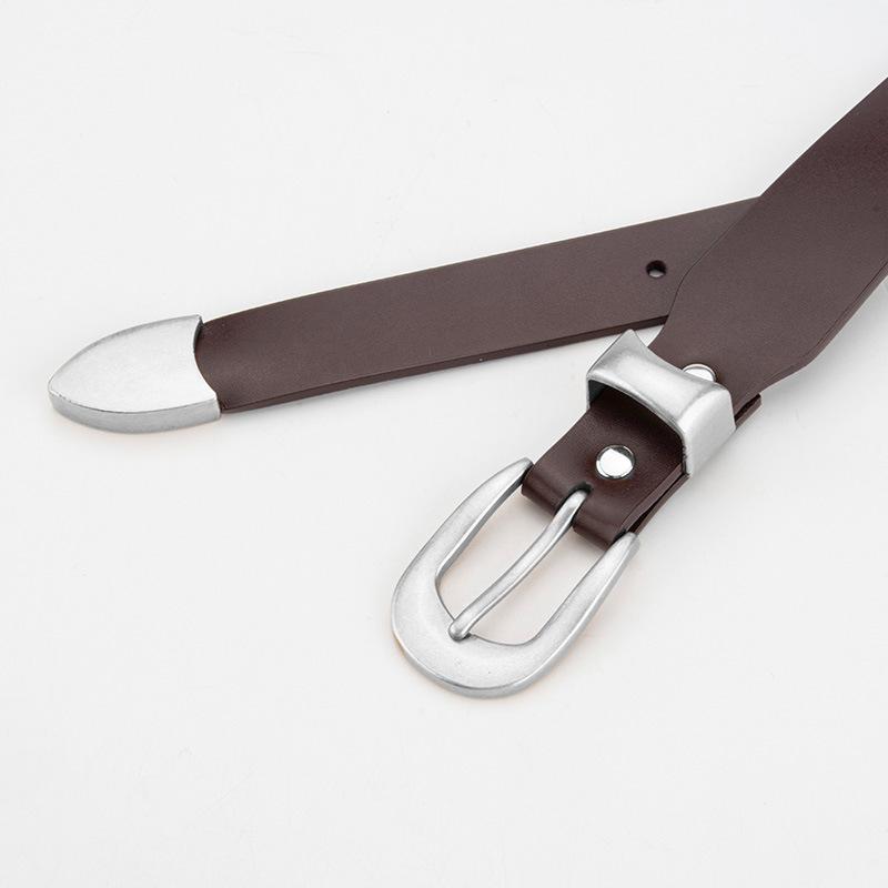 Women's Casual Belt Simple Versatile Alloy Pin Buckle Fashion Jeans Decorative Genuine Leather Belt for Women