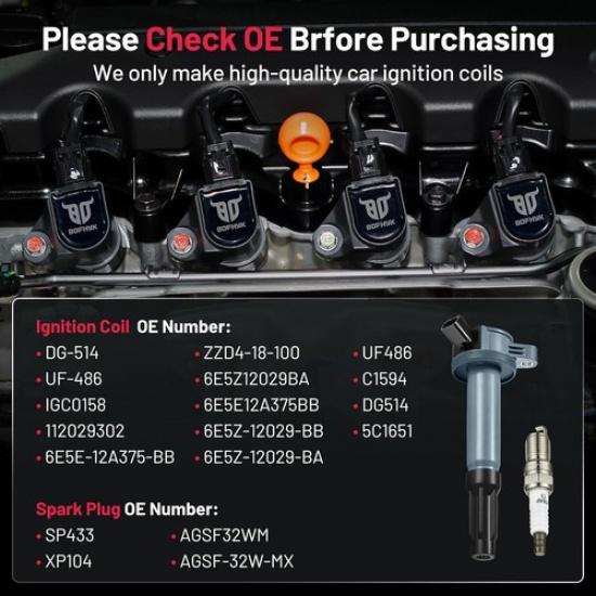 Set Of 6 Ignition Coil Pack And Iridium Spark Plug For Ford Lincoln Mercury 3.0L