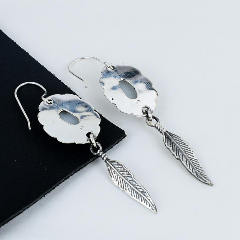 Dainty White Coral Gemstone Earrings, 925 Sterling Silver Earring, Handmade Boho Silver Jewelry Dangle Earrings, Gift For Wife