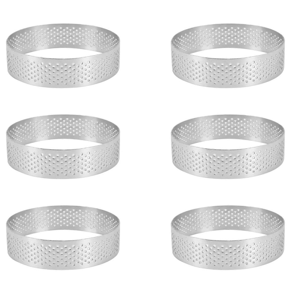 60 Pack Stainless Steel Tart Ring, Heat-Resistant Perforated Cake Mousse Ring, Round Ring Baking Doughnut Tools, 8cm