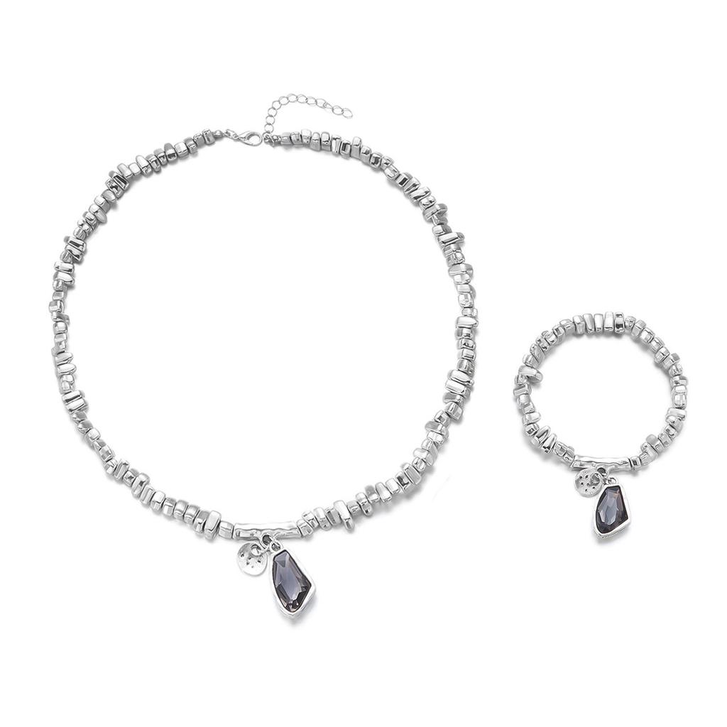Elegant Irregular Shape Beaded Necklace and Bracelet Set