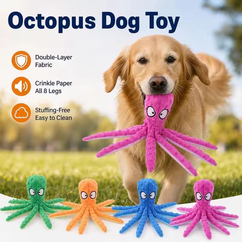 Plush Voice Octopus Dog Toy Bite Resistant Interactive Puzzle Chew Toy Teeth Cleaning Pet Supplies For Dogs