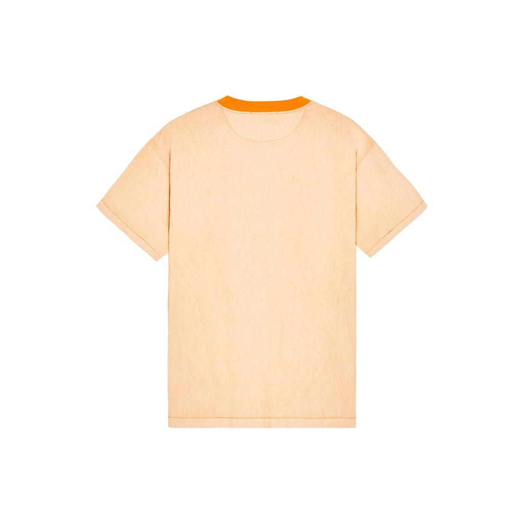 STONE ISLAND T-shirt da uomo a maniche corte con scollo rotondo, taschino a costine e stampa di lettere, serie Marina SS23, Arancione 7815216X4-V0032
