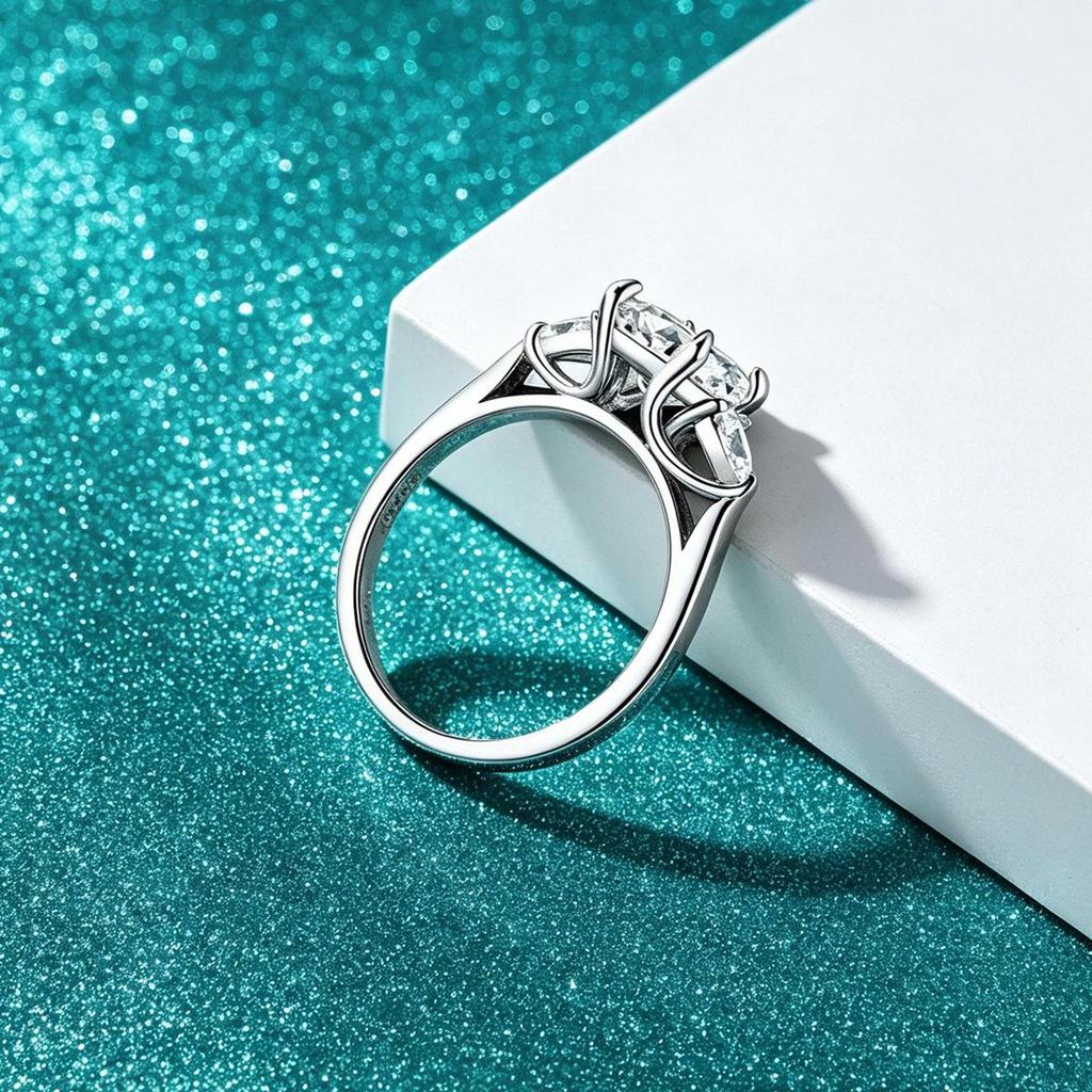 S925 Sterling Silver 3 Carat Oval D Color Moissanite Engagement Wedding Ring