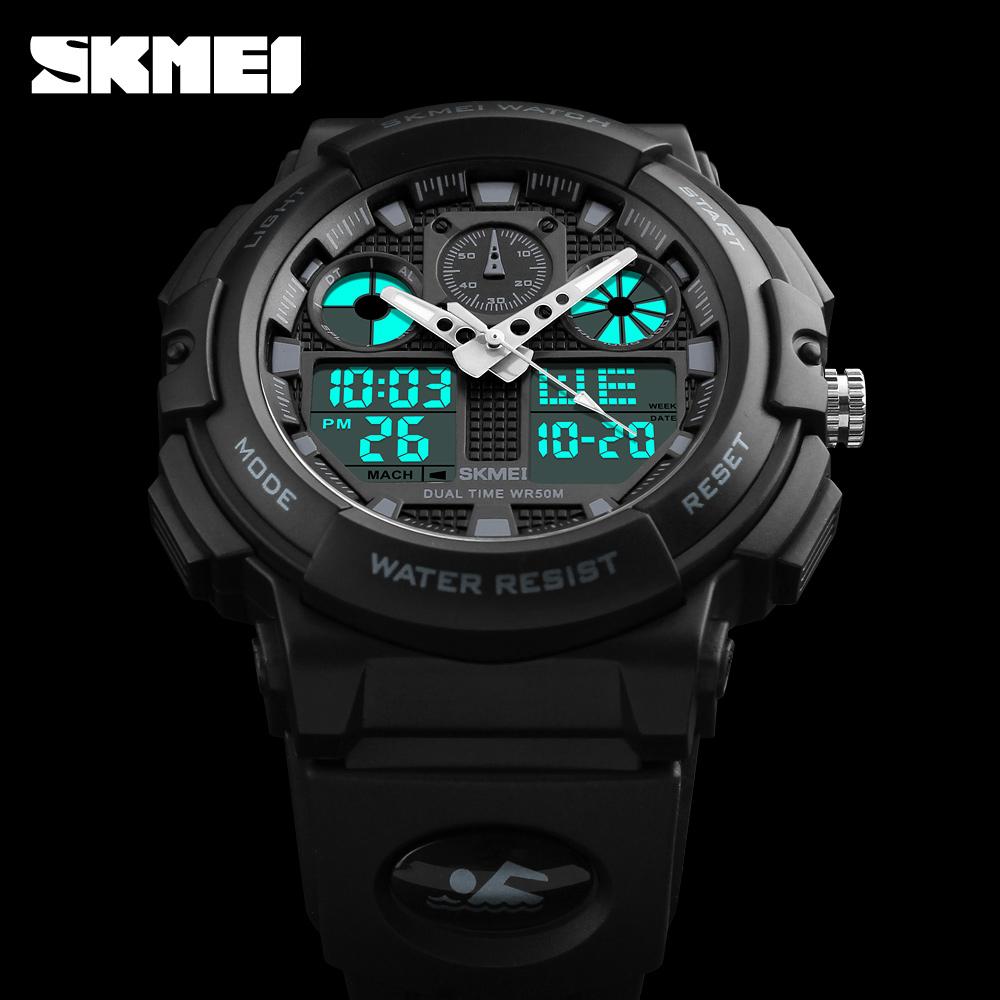 SKMEI 1270 Men's LED Digital+Quartz Watch Waterproof Chronograph Watches