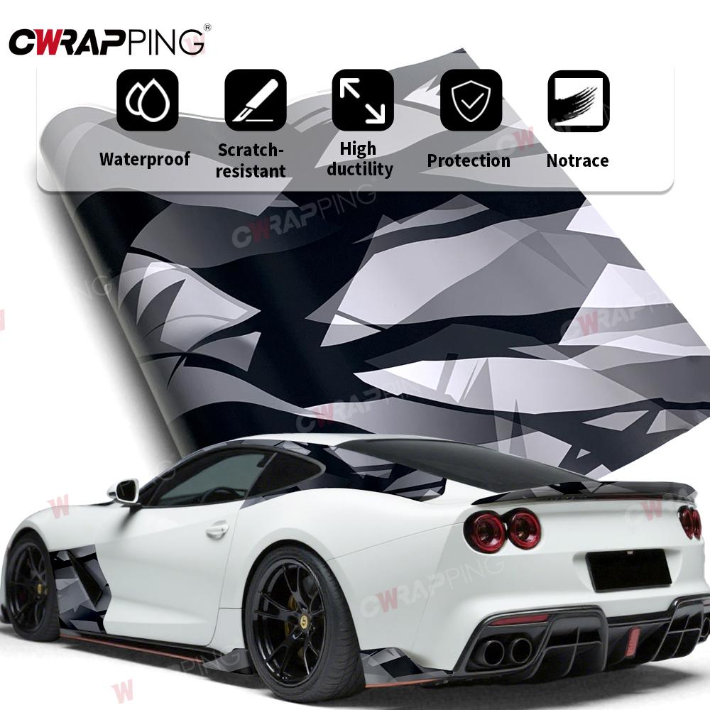 Auto Body Films PVC Self-adhesive Film Geometric Camo Automotive Wrapping Wrap Vinyl Car Body Stickers for Car Decal Sticker