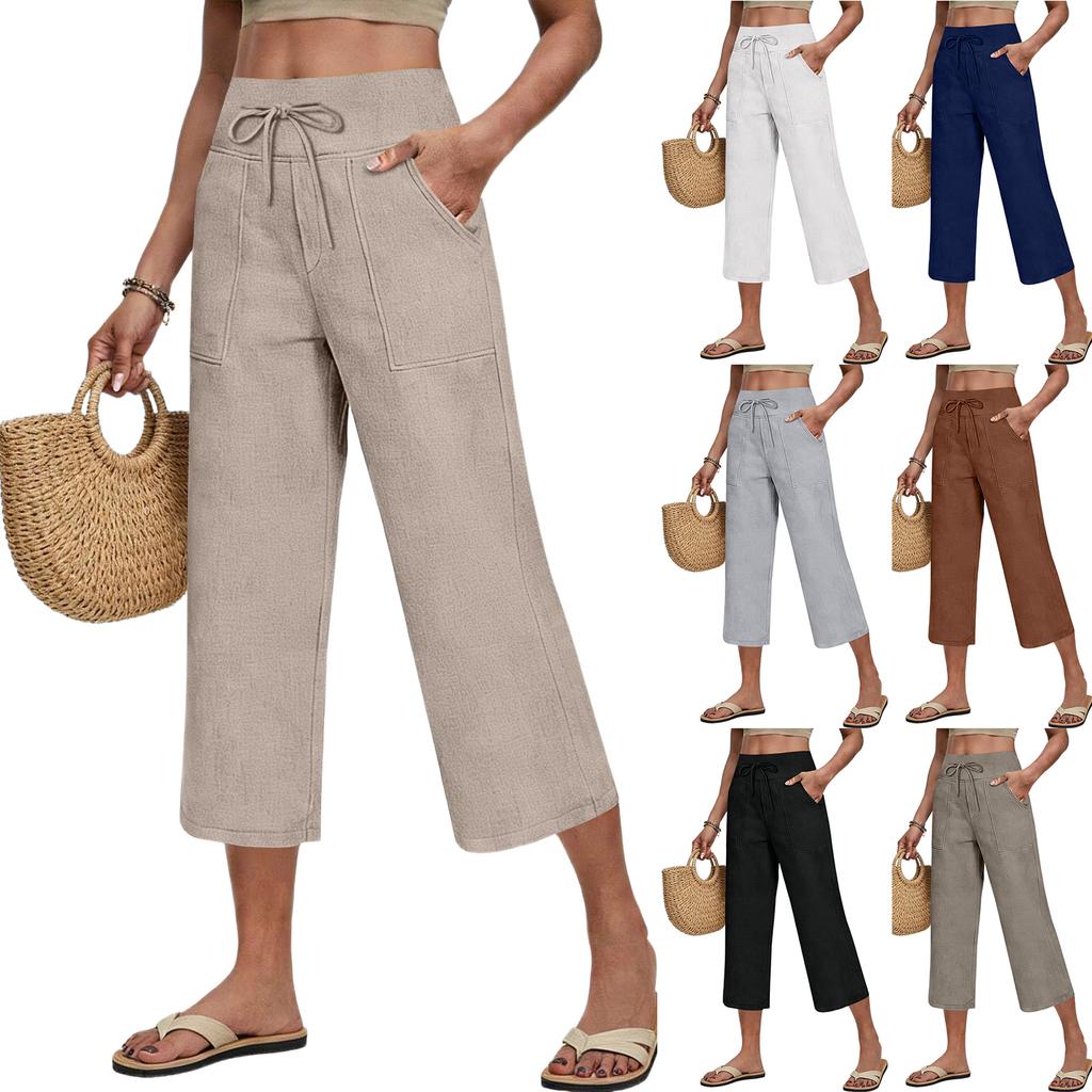 Womens Palazzo Pants Summer Casual Flowy Wide Leg Trousers Beach Travel Vacation Outfits
