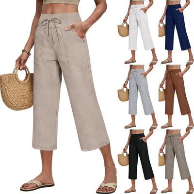 Womens Palazzo Pants Summer Casual Flowy Wide Leg Trousers Beach Travel Vacation Outfits