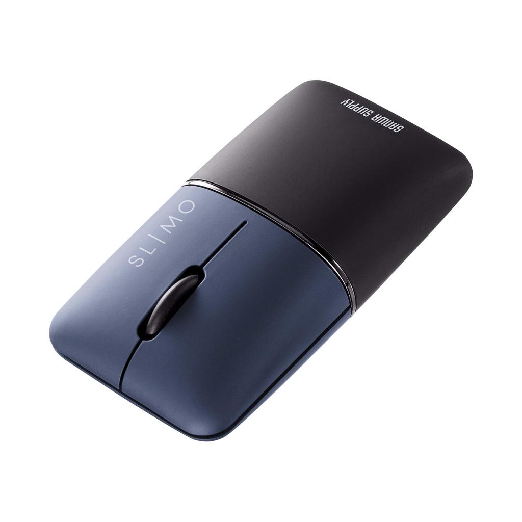 Sanwa Supply Silent Bluetooth Blue LED Navy MA-BBS310NV Mouse, Slim, Rechargeable,