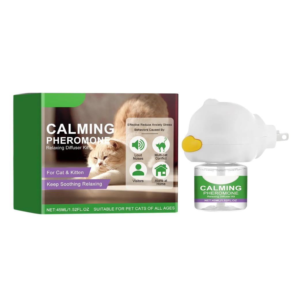 Diffuseur Apaisant aux Phéromones pour Chat, Soulage Efficacement l'Anxiété et le Stress, Apaisant Sans Irritation, Ingrédients Doux, 45ML