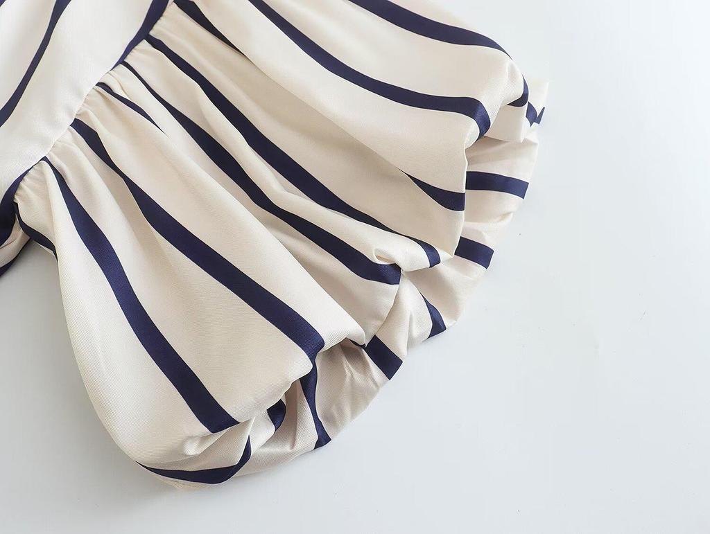 Spring 2025 Women's European & American Style Loose Puff Sleeve Print Shirt