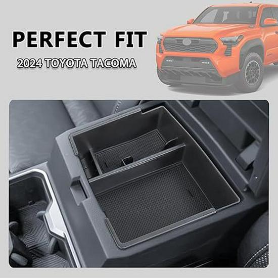 2024 Toyota Tacoma Black Armrest Center Console Organizer Box