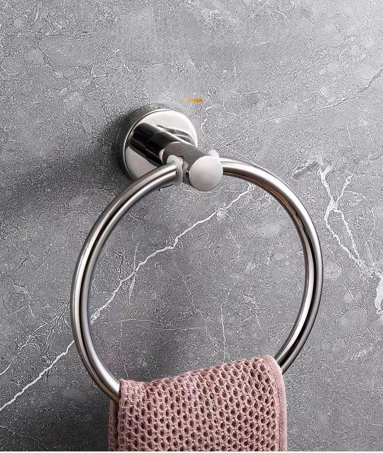 Badrumshanddukshållare & Ring i Rostfritt Stål - Punchfri Installation