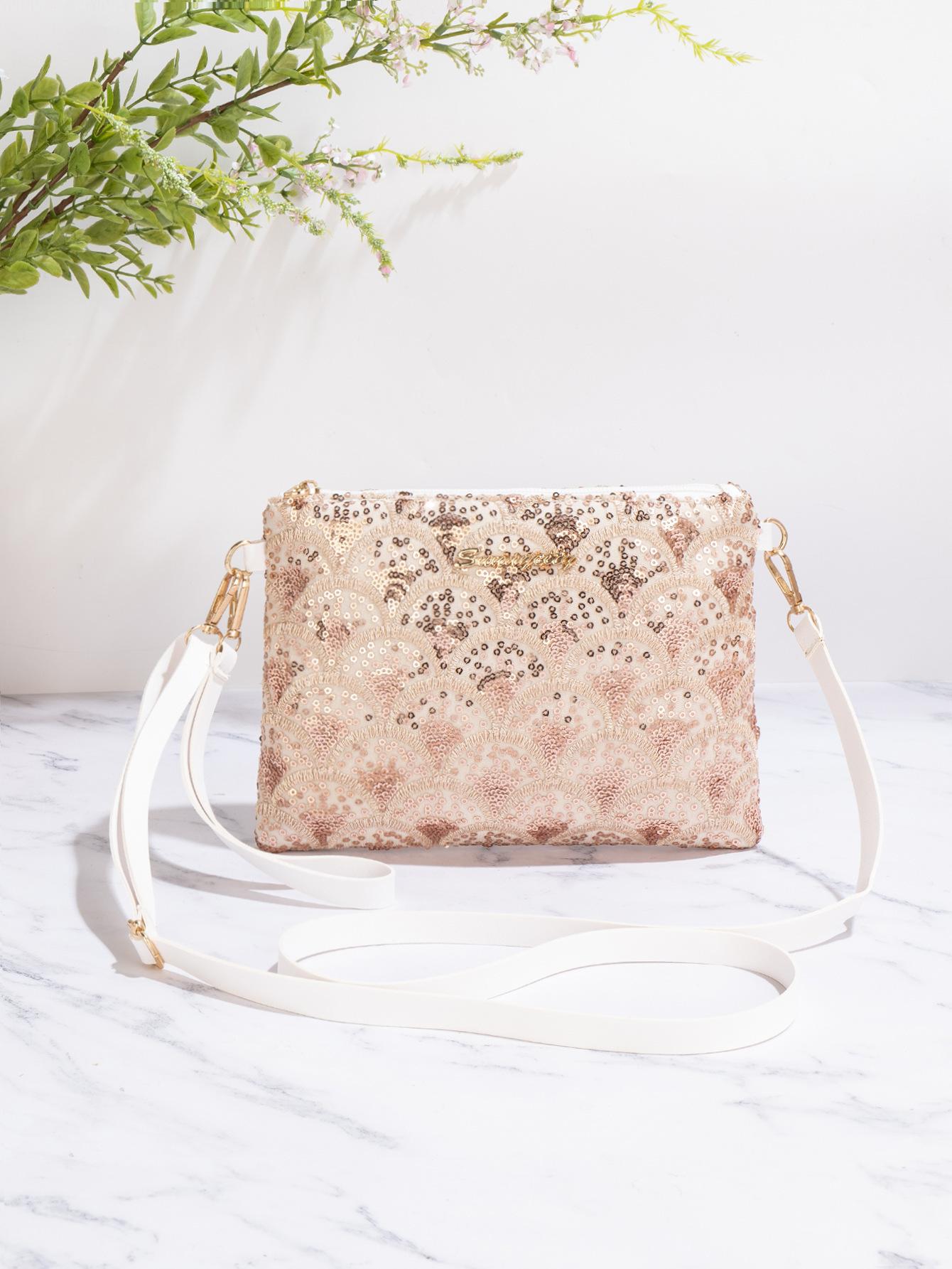 High End Diagonal Cross Bag With Summer Chain Handle, New High-end Chinese Style Sequin, Fashionable And Niche Western Style Design