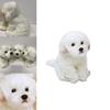 Adorable White Maltese Plush Toy, Fiber Filled, Long Haired Stuffed Animal, 33x24x16cm/38x26x21cm