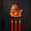 Flocking Chinese Lucky Character Pendants Handmade with Tassels Red Horse Hanging Ornament Blessing Traditional