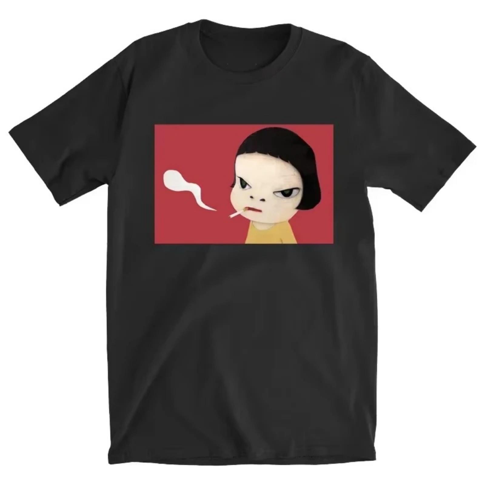 Cartoon Yoshitomo Nara Guitar Summer Cotton Men s T-shirt Women Fashion T Shirt New Tees T-shirt Womens Clothing Tops S