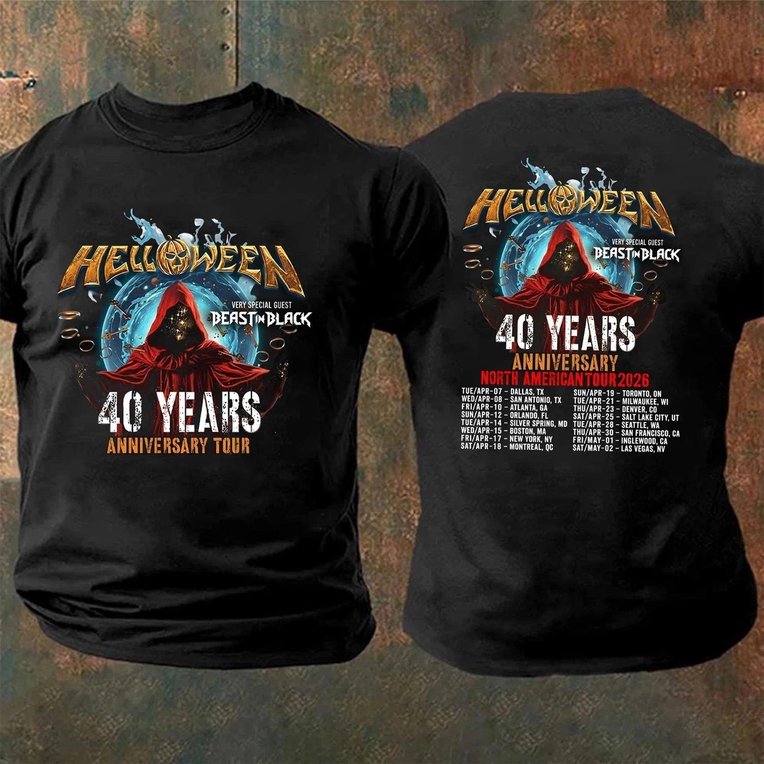 Helloween 40th Anniversary North American Tour 2026 Schedule Dates T-shirt 3XL