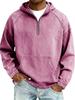 Men's Retro Vintage Washed Cotton Half-Zip Hoodie