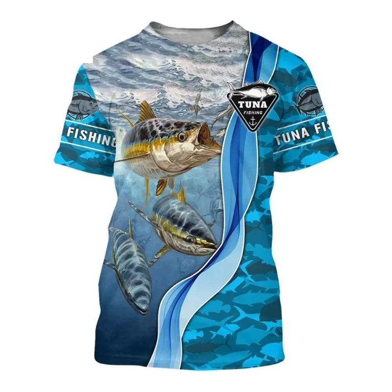Vintage T Shirt for Mens Fishing 3D Print Outdoor Sports Short Sleeve Top Casual Man's T-shirt Loose Tee Streewear Men Clothing