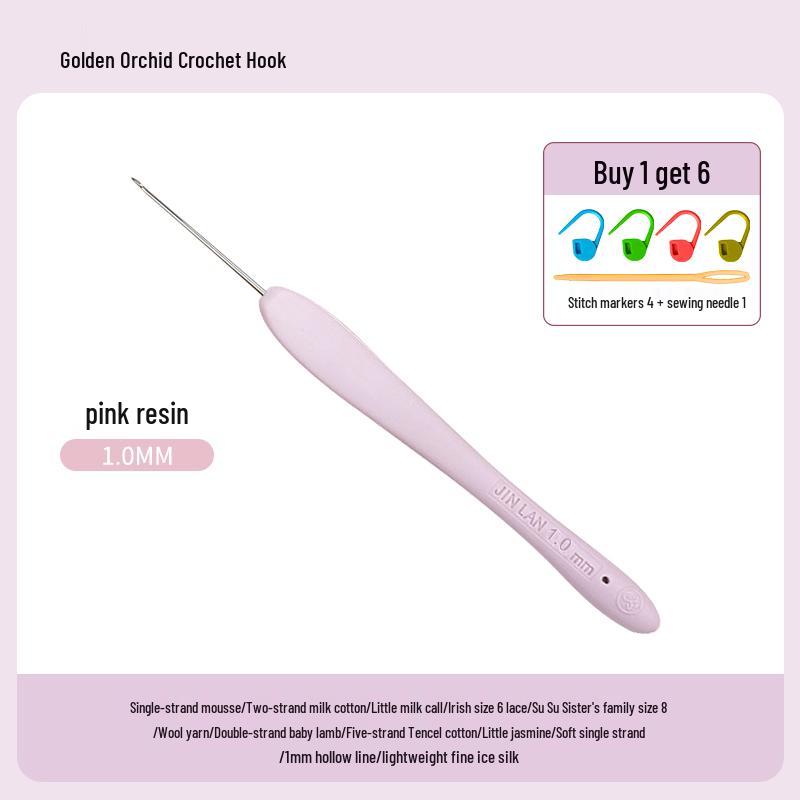 Soft Grip Resin Crochet Hook with Hand-Polished Stainless Steel Needle for Doll and Wool Knitting