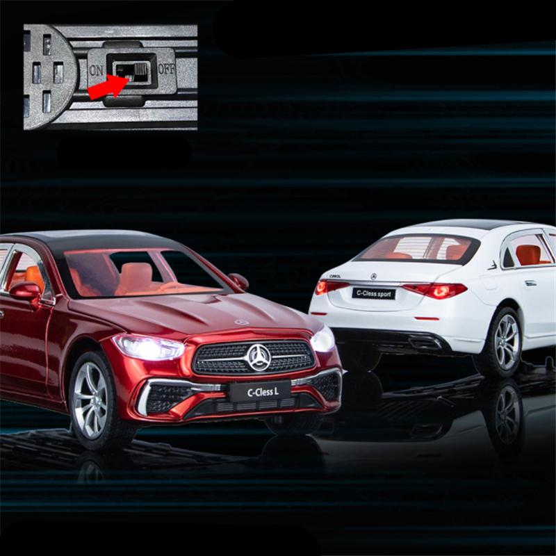 1/24 Benz C-Class C260L Alloy Car Model Diecasts Metal Toy Vehicles Car Model High Simulation Sound and Light Collection Kids Gifts