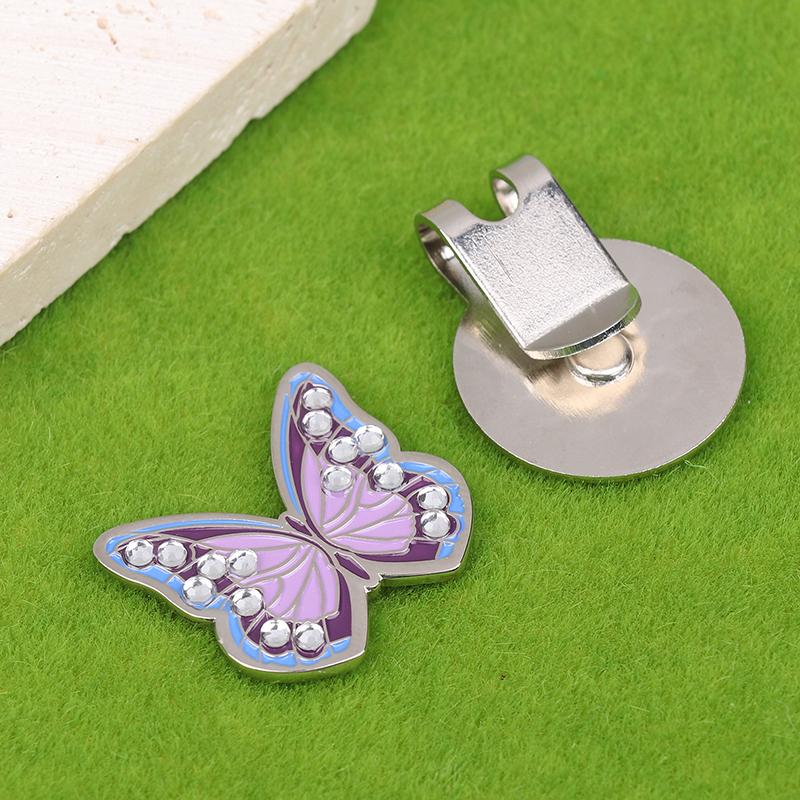 Marker do czapki z daszkiem w kształcie motyla z cyrkoniami z magnetycznym klipsem do kapelusza, odporny na rdzę, trwały marker dla miłośników golfa mężczyzn i kobiet