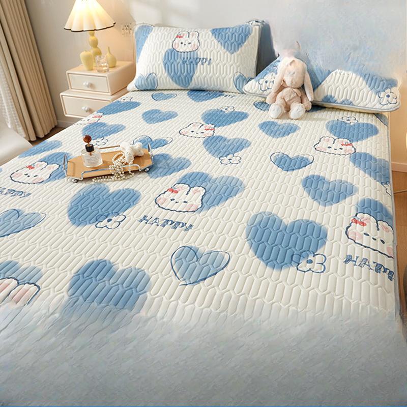 [Soft Cooling Sheet] 1pc Soft & Breathable Lyocell Latex Cooling Sheet - Fun Rainbow & Floral Print Mattress Pad | Crisp, Cartoon Design for Summer