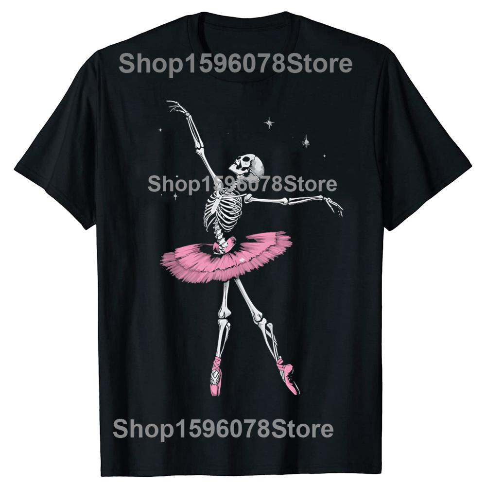 Funny Skeleton Ballet Graphic 100 Cotton Tshirts Unisex Womens Fashion Casual Tshirt Loose Oversized Streetwear Dancer T Shirt