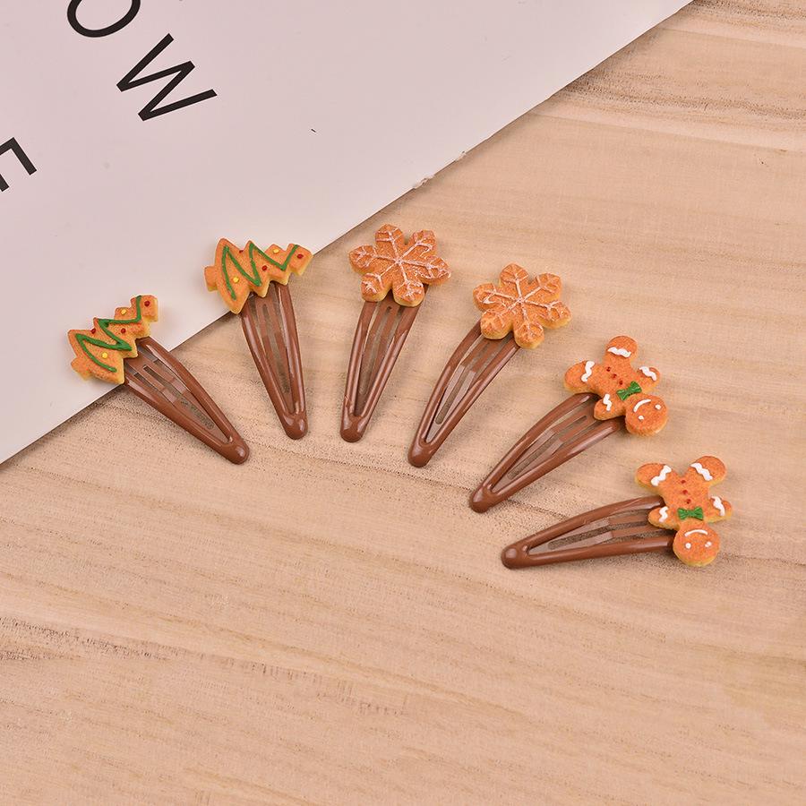 Autumn/Winter Cute Christmas Cookie Snowman & Tree Hair Clip - Festive Holiday Hair Accessories for Women