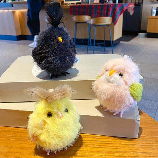 Keychain Pendant Portable Plush Chick Charm Key Chain with Clockwork Bounce Toy Soft