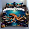 Octopus underwater scene. Bedding Duvet cover sets Duvet covers Pillowcases gifts (1 * Duvet Cover 2 * Pillowcases, without duvet insert)