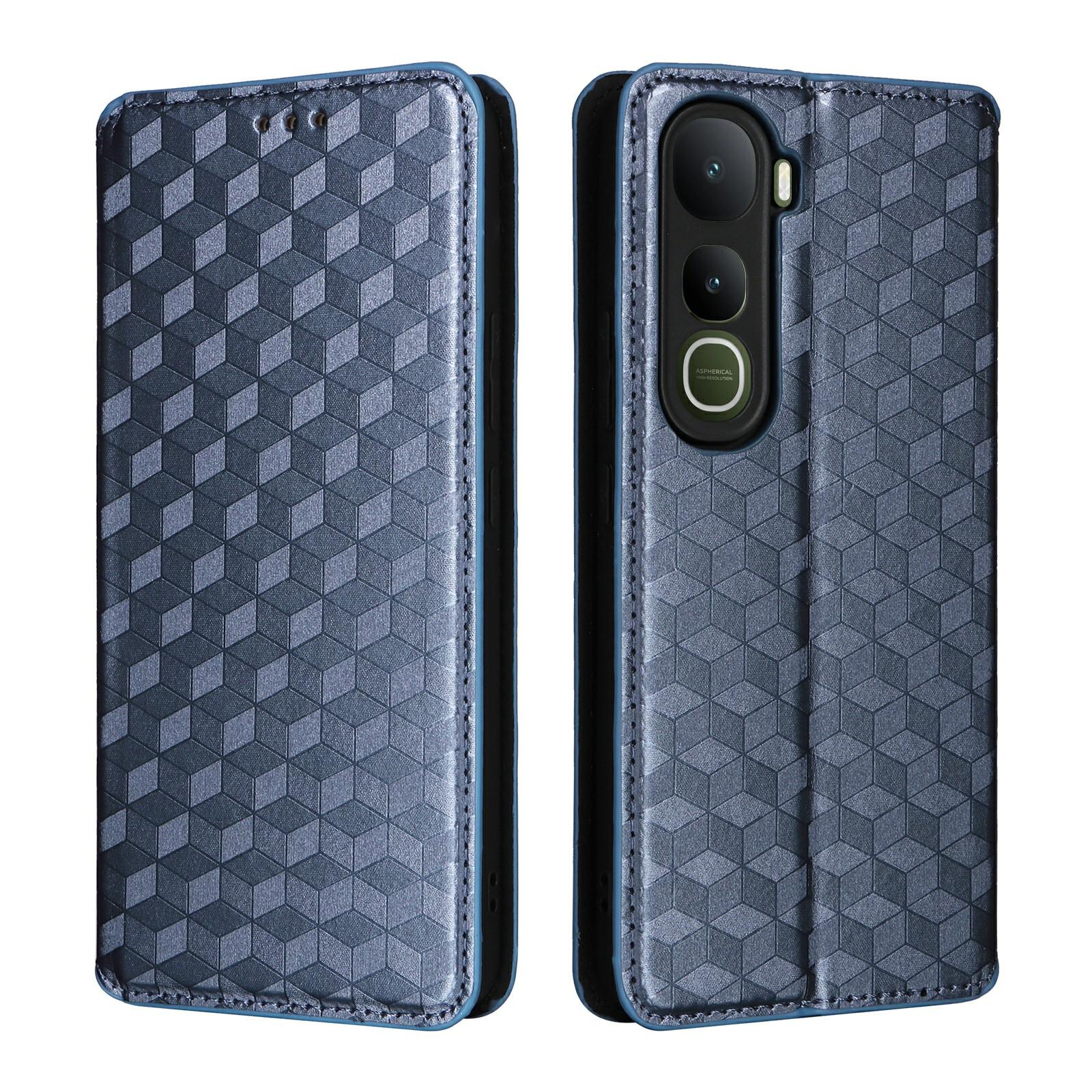For vivo Y400 5G/4G Case Wallet Rhombus Imprinted Leather Phone Cover D