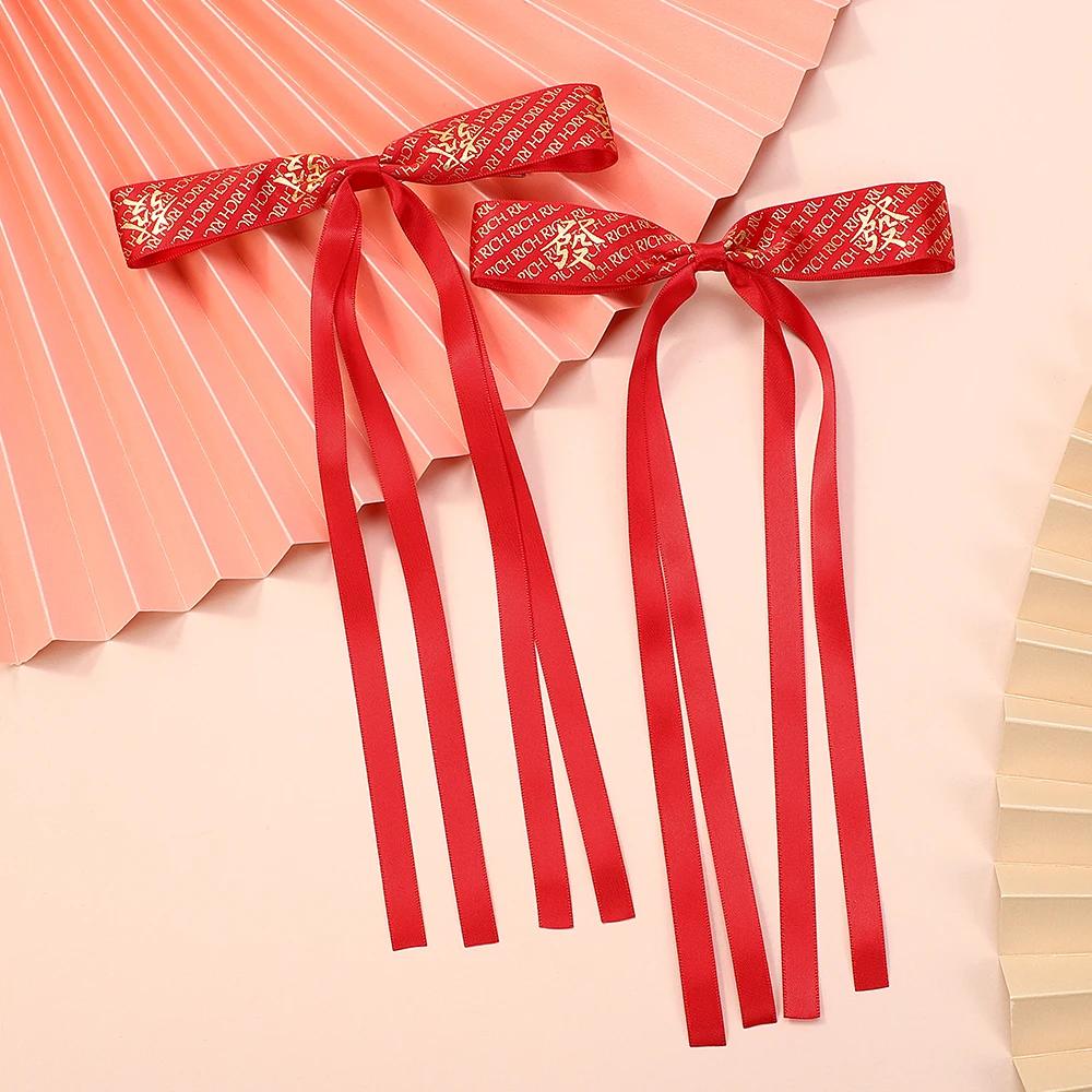 2pcs Long Tassel Ribbon Hairpin Cute Candy Bow Clip for Women Girls Party Gifts Headwear Side Clips Hair Accessories