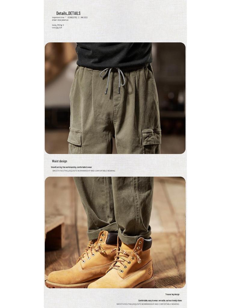 Men's Retro Work Pants: 2025 Heavyweight Fleece-Lined Casual Trousers for Autumn/Winter