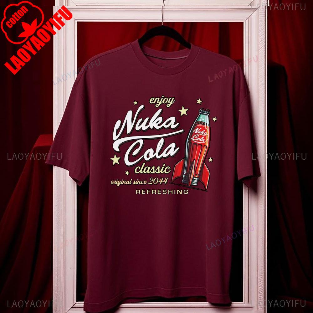 Nuka Cola Fallout Unisex Softstyle Cotton T-Shirt Funny Tshits Vintage Red T Shirt 2044 Tee Tops Fan Gift Ropa Hombre Harajuku